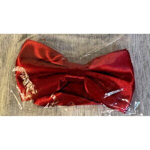 New Red Satin Bow Tie Holiday Festive Shiny Formal Fancy